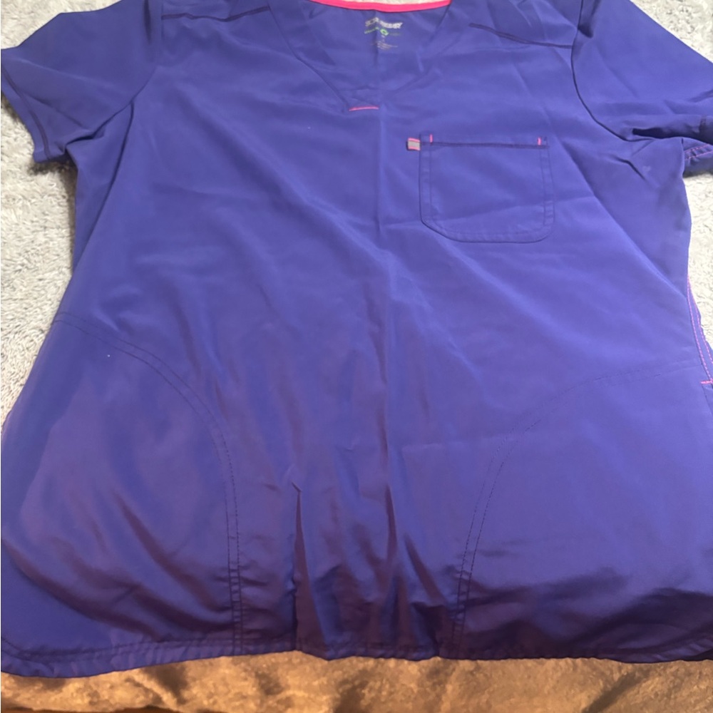 Scrubstar Purple Top with Pink Trim